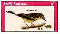 Staffa 1982 Birds #73 (Prairie Warbler) imperf souvenir sheet (£1 value) unmounted mint
