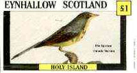 Eynhallow 1982 Birds #33 (Spotted Canada Warbler) imperf souvenir sheet (£1 value) unmounted mint