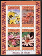 Tanzania 1986 Flowers,m/sheet overprinted SPECIMEN unmounted mint (as SG MS 478)