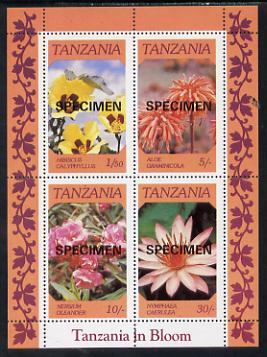 Tanzania 1986 Flowers,m/sheet overprinted SPECIMEN unmounted mint (as SG MS 478)