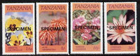 Tanzania 1986 Flowers set of 4 each overprinted SPECIMEN unmounted mint (as SG 474-7)