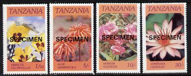 Tanzania 1986 Flowers set of 4 each overprinted SPECIMEN unmounted mint (as SG 474-7)