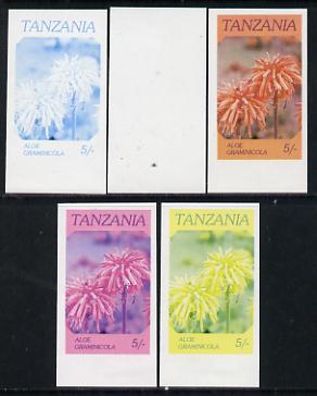 Tanzania 1986 Flowers 5s (Aloe) set of 5 imperf progressive colour proofs unmounted mint (as SG 475)