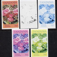 Tanzania 1986 Flowers 10s (Nersium) set of 5 imperf progressive colour proofs unmounted mint (as SG 476)