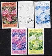 Tanzania 1986 Flowers 10s (Nersium) set of 5 imperf progressive colour proofs unmounted mint (as SG 476)