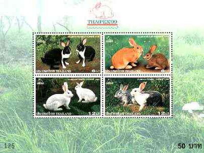 Thailand 1999 'Thaipex 99' Int Stamp exhibition m/sheet containing set of 4 (Rabbits) unmounted mint