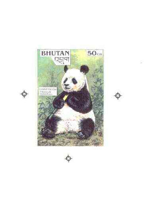 Bhutan 1990 Endangered Wildlife - Intermediate stage computer-generated artwork (as submitted for approval) for 50ch (Giant Panda) twice stamp size similar to issued design but lettering different, ex Government archives and probably unique (as Sc918)