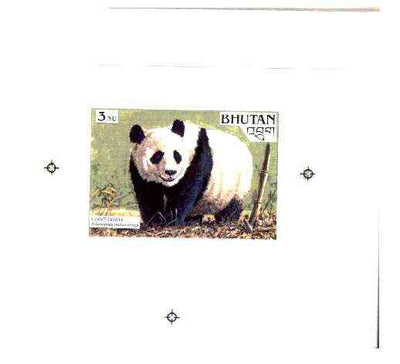 Bhutan 1990 Endangered Wildlife - Intermediate stage computer-generated artwork (as submitted for approval) for 3nu (Giant Panda) twice stamp size similar to issued design but lettering different, ex Government archives and probably unique (as Sc921)