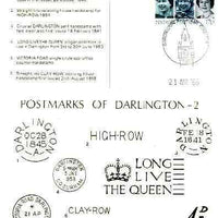 Postcard of Postal Markings of Darlington used with illustrated Darlington Philatelic Counter cancel (published by Darlington PS)
