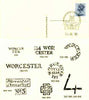 Postcard of Postal Markings of Worcester (1720-1844) used with illustrated Worcester Philatelic Counter cancel (Midlands Postal Board Card MPB 17)