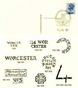 Postcard of Postal Markings of Worcester (1720-1844) used with illustrated Worcester Philatelic Counter cancel (Midlands Postal Board Card MPB 17)