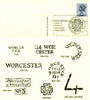 Postcard of Postal Markings of Worcester used with illustrated 'Historic Worcester Postmarks' first day cancel (Midlands Postal Board Card MPB 17)