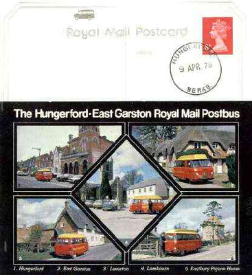 Postcard of Hungerford-East Garston Postbus (PO picture card SEPR 8/2) used with Hungerford first day cancel