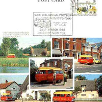 Postcard of Diss-Gillingham Postbus (PO picture card CKPO 2) used with illustrated first day cancel
