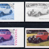 Tanzania 1986 Centenary of Motoring 1s50 Rolls Royce 20/25 set of 4 imperf progressive colour proofs unmounted mint (as SG 456)