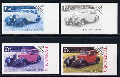 Tanzania 1986 Centenary of Motoring 1s50 Rolls Royce 20/25 set of 4 imperf progressive colour proofs unmounted mint (as SG 456)