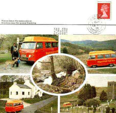 Postcard of Grizedale Forest Postbus used with Ulverston cancel
