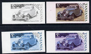 Tanzania 1986 Centenary of Motoring 5s Rolls Royce Phantom set of 4 imperf progressive colour proofs unmounted mint (as SG 457)