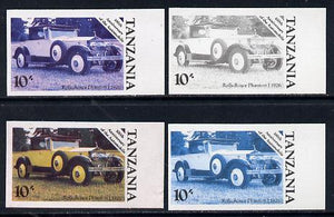 Tanzania 1986 Centenary of Motoring 10s Rolls Royce Phantom I set of 4 imperf progressive colour proofs unmounted mint (as SG 458)