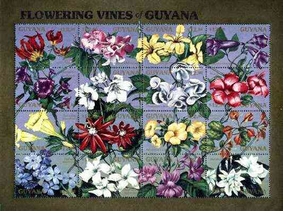 Guyana 1990 Flowering Vines sheetlet containing set of 16 values unmounted mint, Sc #2372