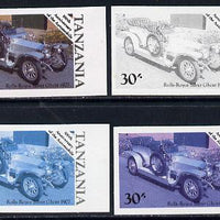 Tanzania 1986 Centenary of Motoring 30s Rolls Royce Silver Ghost set of 4 imperf progressive colour proofs (as SG 459) unmounted mint