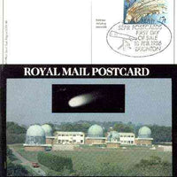 Postcard of Royal Greenwich Observatory (with Halley's Comet) (PO picture card SEPR 48) used with illustrated Brighton 'Telescope' first day cancel