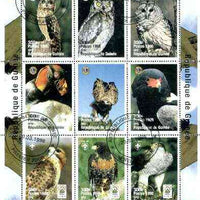 Guinea - Conakry 1998 Animals of the World #2 - Birds perf sheetlet containing 9 values (with Rotary, Lions Int & Scout Logos) cto used