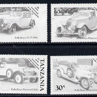 Tanzania 1986 Centenary of Motoring set of 4 values each in perforated colour proofs in black only (4 proofs as SG 456-59) unmounted mint