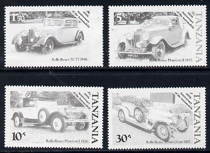 Tanzania 1986 Centenary of Motoring set of 4 values each in perforated colour proofs in black only (4 proofs as SG 456-59) unmounted mint