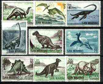 San Marino 1965 Prehistoric Animals complete set of 9 unmounted mint, SG 773-81