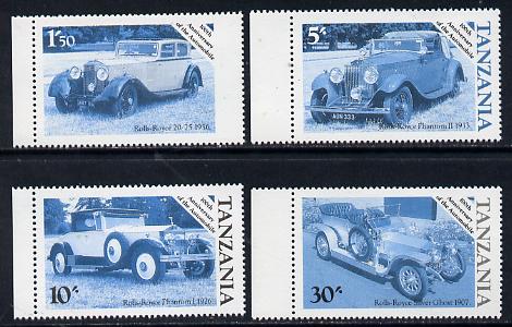 Tanzania 1986 Centenary of Motoring set of 4 values each in perforated colour proofs in blue & black only (4 proofs as SG 456-59) unmounted mint