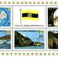 Isle of Sark Shipping Co perf sheetlet containing set of 6 (Map, Flag Ships, etc) unmounted mint