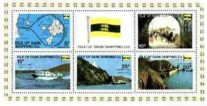 Isle of Sark Shipping Co perf sheetlet containing set of 6 (Map, Flag Ships, etc) unmounted mint