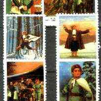 China 1970 Taking Tiger Mountain (Opera) reprint set of 6 (with diag line across corner) unmounted mint as SG 2435-40