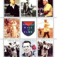 Somaliland 1999 Golf Hall of Fame perf sheetlet containing set of 8 values plus label unmounted mint