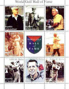Somaliland 1999 Golf Hall of Fame perf sheetlet containing set of 8 values plus label unmounted mint