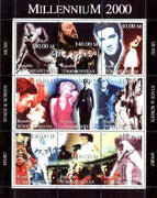 Turkmenistan 1999 Millennium Personalities (Films & Sport) perf sheetlet containing set of 9 values unmounted mint (Fred & Ginger, Pavarotti, Elvis, Beatles, Marilyn, Chaplin, Ali, W C Grace, etc)