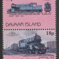Davaar Island 1983 Locomotives #1 L&SW Class H16 4-6-2T loco 18p se-tenant pair with yellow omitted unmounted mint