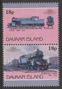 Davaar Island 1983 Locomotives #1 L&SW Class H16 4-6-2T loco 18p se-tenant pair with yellow omitted unmounted mint