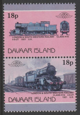 Davaar Island 1983 Locomotives #1 L&SW Class H16 4-6-2T loco 18p se-tenant pair with yellow omitted unmounted mint
