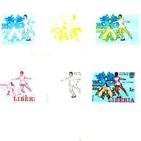 Liberia 1976 Innsbruck Winter Olympics 1c Figure-Skating the set of 6 imperf progressive proofs comprising the 4 individual colours plus 2 and all 4-colour composites unmounted mint, as SG 1260