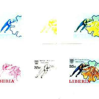 Liberia 1976 Innsbruck Winter Olympics 35c Speed Ice Skating the set of 6 imperf progressive proofs comprising the 4 individual colours plus 2 and all 4-colour composites unmounted mint, as SG 1264