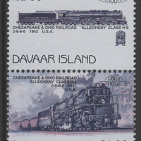Davaar Island 1983 Locomotives #1 Chesapeake & Ohio Class H8 2-6-6-6 loco £1 perf se-tenant pair with yellow omitted unmounted mint