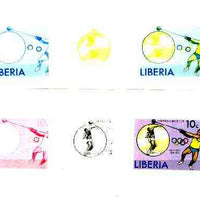 Liberia 1976 Montreal Olympics 10c Hammer & Shot Putt the set of 6 imperf progressive proofs comprising the 4 individual colours plus 2 and all 4-colour composites unmounted mint, as SG 1272