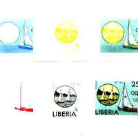 Liberia 1976 Montreal Olympics 25c Sailing the set of 6 imperf progressive proofs comprising the 4 individual colours plus 2 and all 4-colour composites unmounted mint, as SG 1273