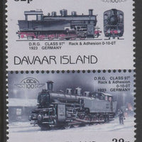 Davaar Island 1983 Locomotives #1 DRG Class 97 0-10-0 loco 32p perf se-tenant pair with yellow omitted unmounted mint