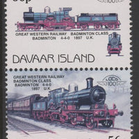 Davaar Island 1983 Locomotives #1 GWR Badminton Class 4-4-0 loco 56p perf se-tenant pair with yellow omitted,unmounted mint
