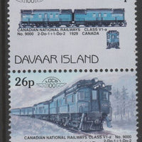 Davaar Island 1983 Locomotives #1 Canadian National Class V1-a loco No.9000 26p perf se-tenant pair with yellow omitted unmounted mint