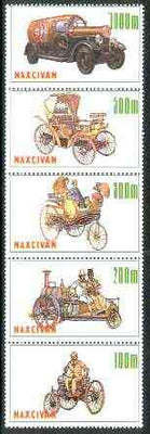 Naxcivan Republic 1999 Early Transport unmounted mint perf strip of 5 values complete
