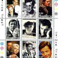 Bashkortostan 1999 Film Stars perf sheetlet containing complete set of 9 values (Mainly French but incl Marilyn Monroe) unmounted mint